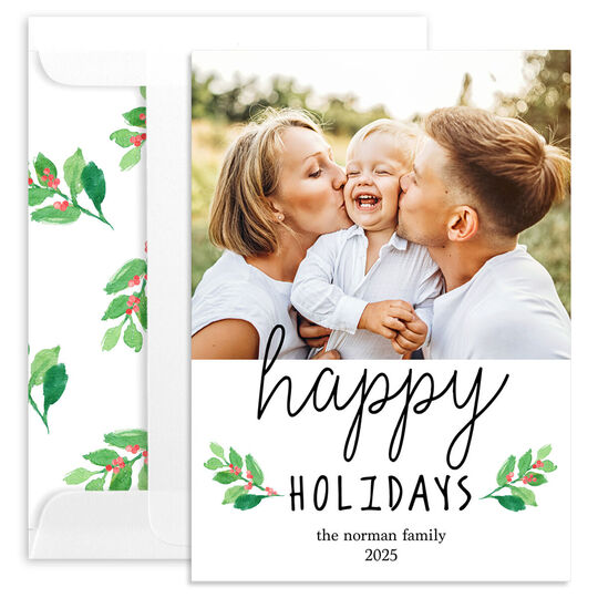 Holly Sprigs Holiday Photo Cards